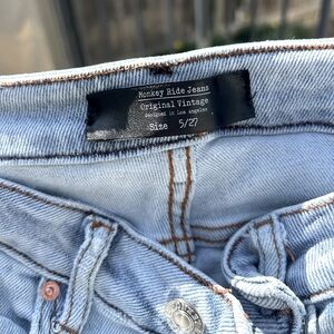 Classic Blue Denim Jeans with Contrast Stitching